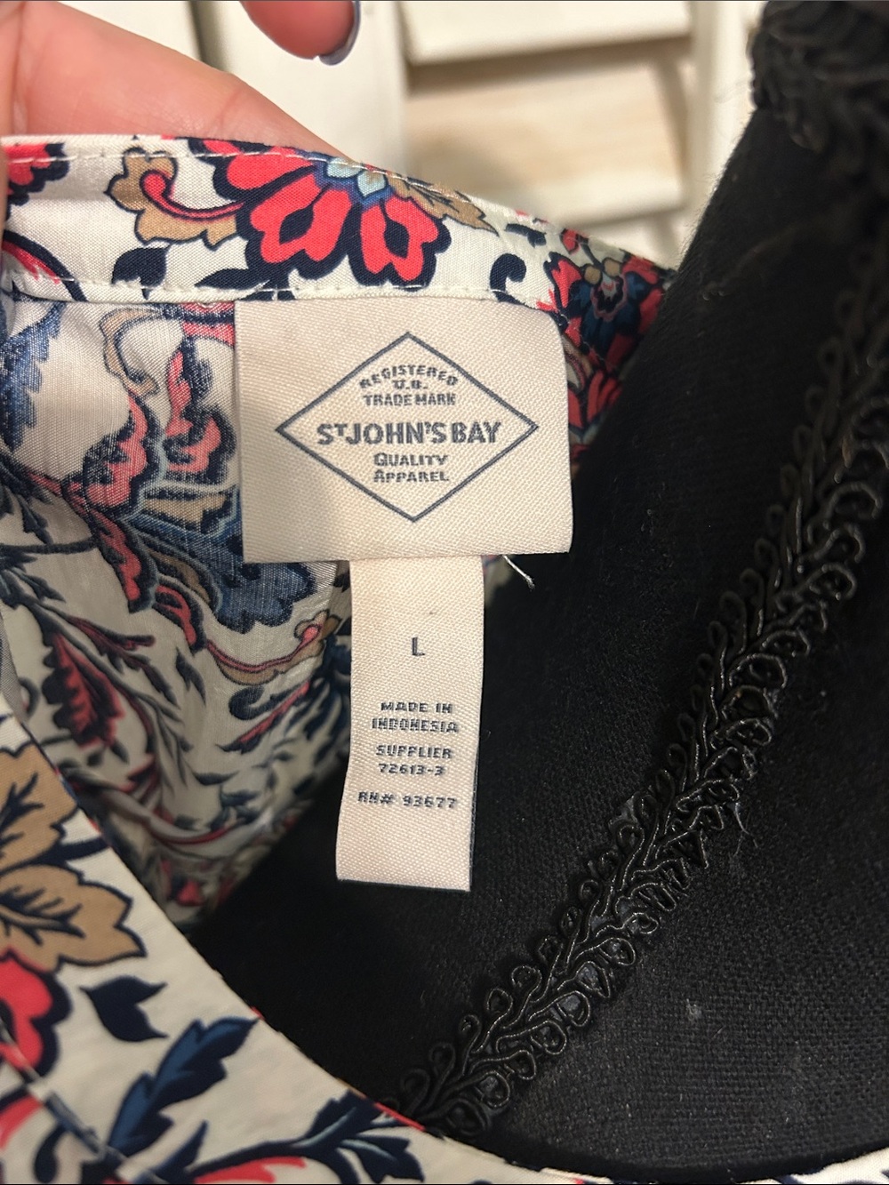 St. John's Bay Floral Button-Up Shirt - White, Red, Blue - Picture 2 of 5